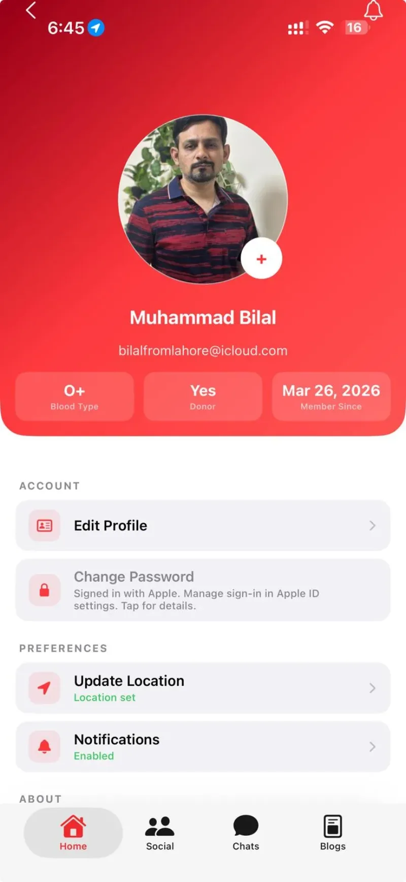 GeoBlood Donor Profile